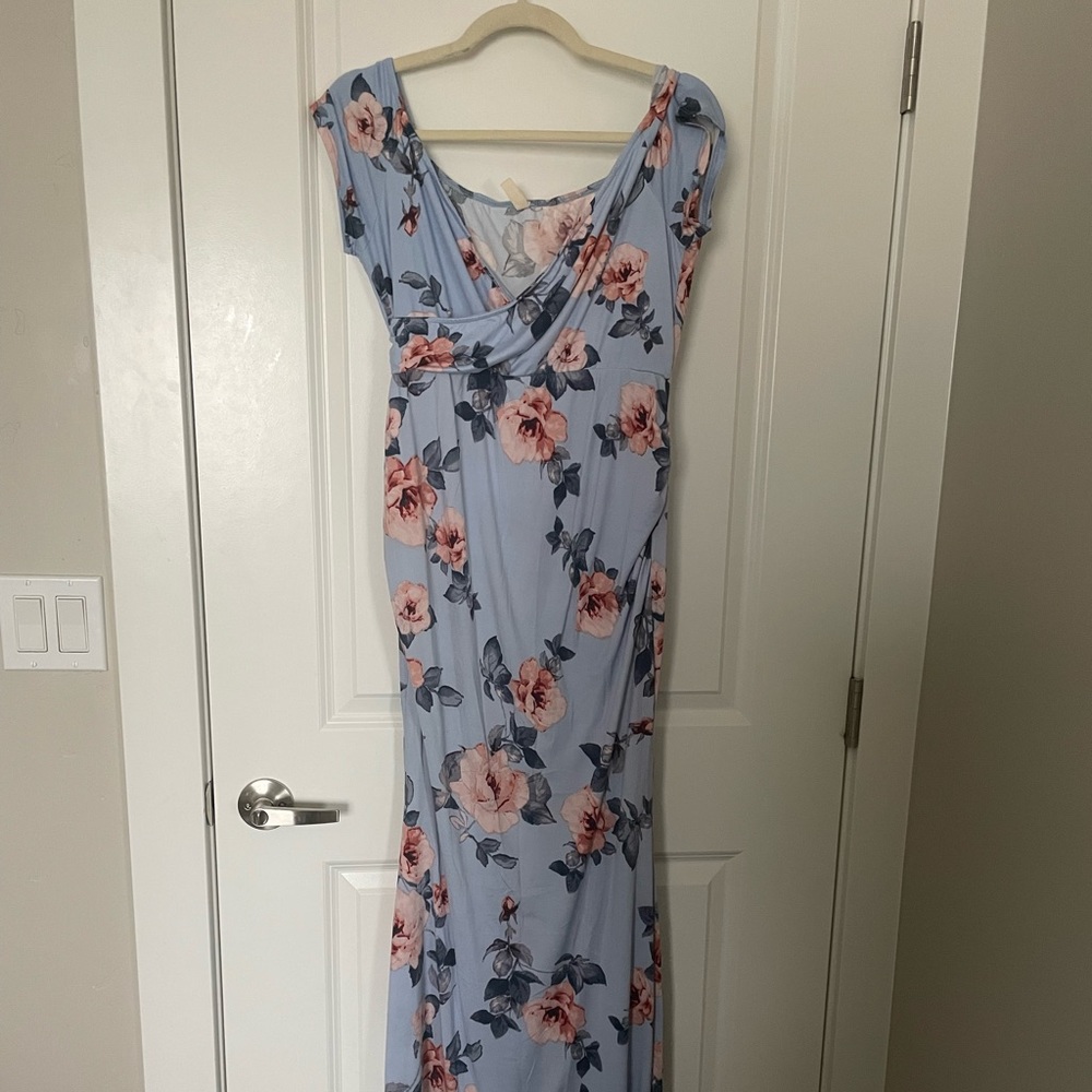 Pinkblush Blue Off Shoulder Wrap Maternity Photoshoot Gown/Dress